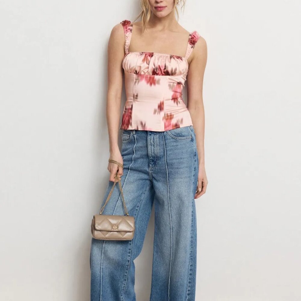 WEWOREWHAT Wide Strap Ruched Cup Corset